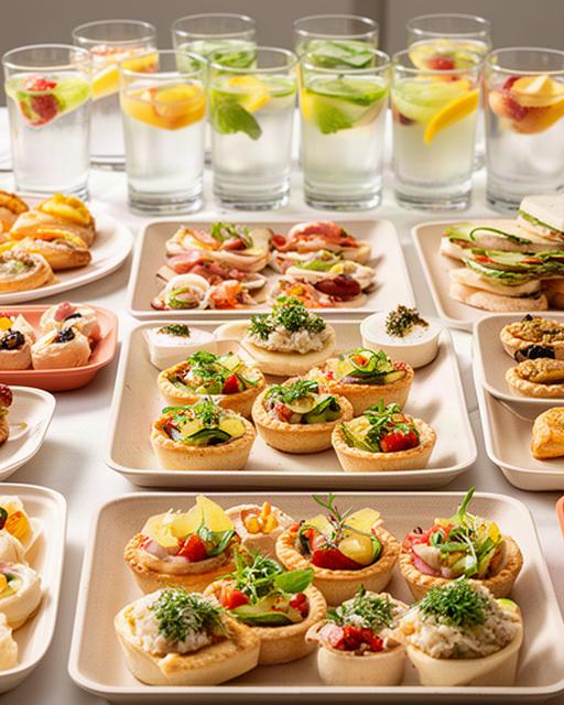 Finger food, mini sandwich e bicchieri di acqua aromatizzata allestiti per un seminario in Calabria
